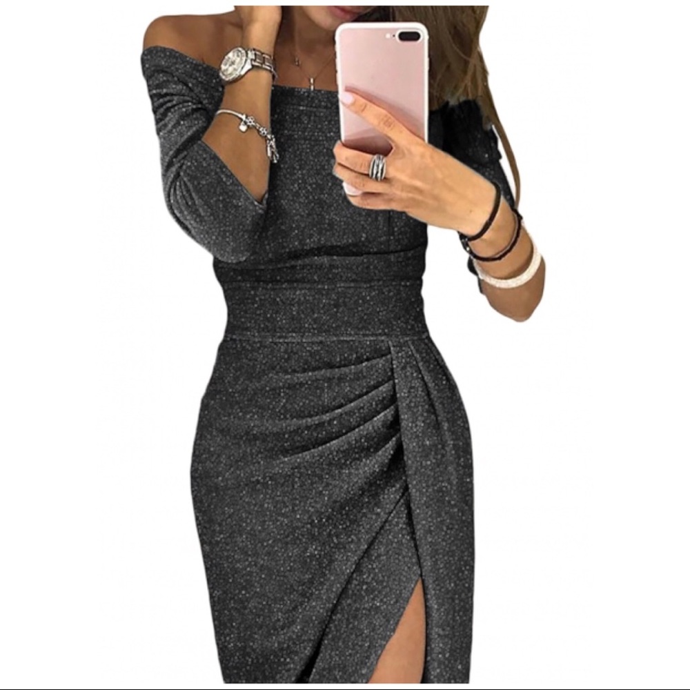 Black Metallic Party Dress